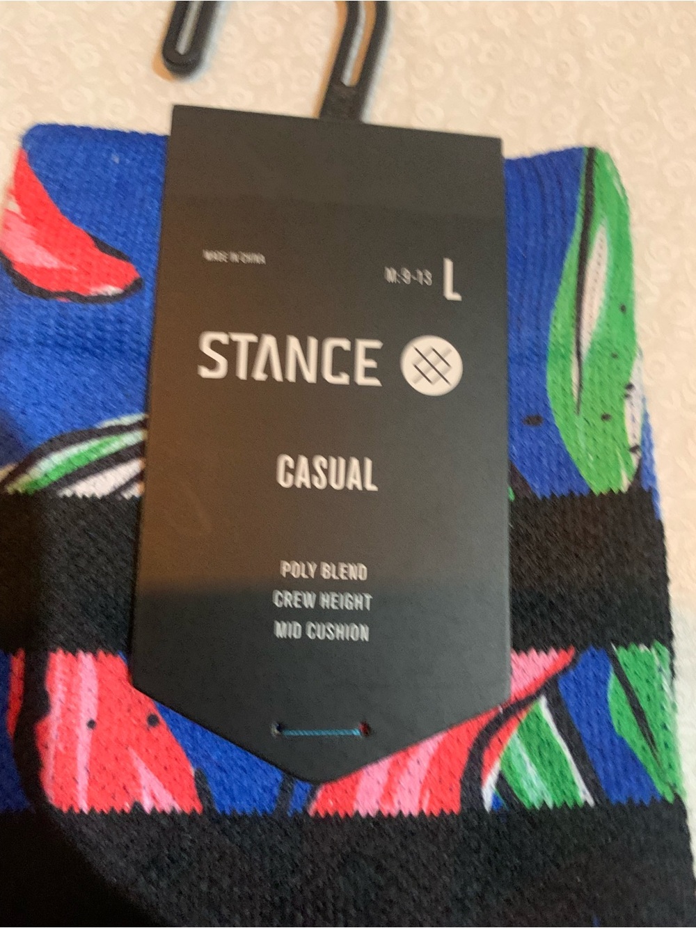 Stance Waipoua ST Blue Floral Hawaii Casual Crew Socks Poly Blend Size large - Picture 3 of 8